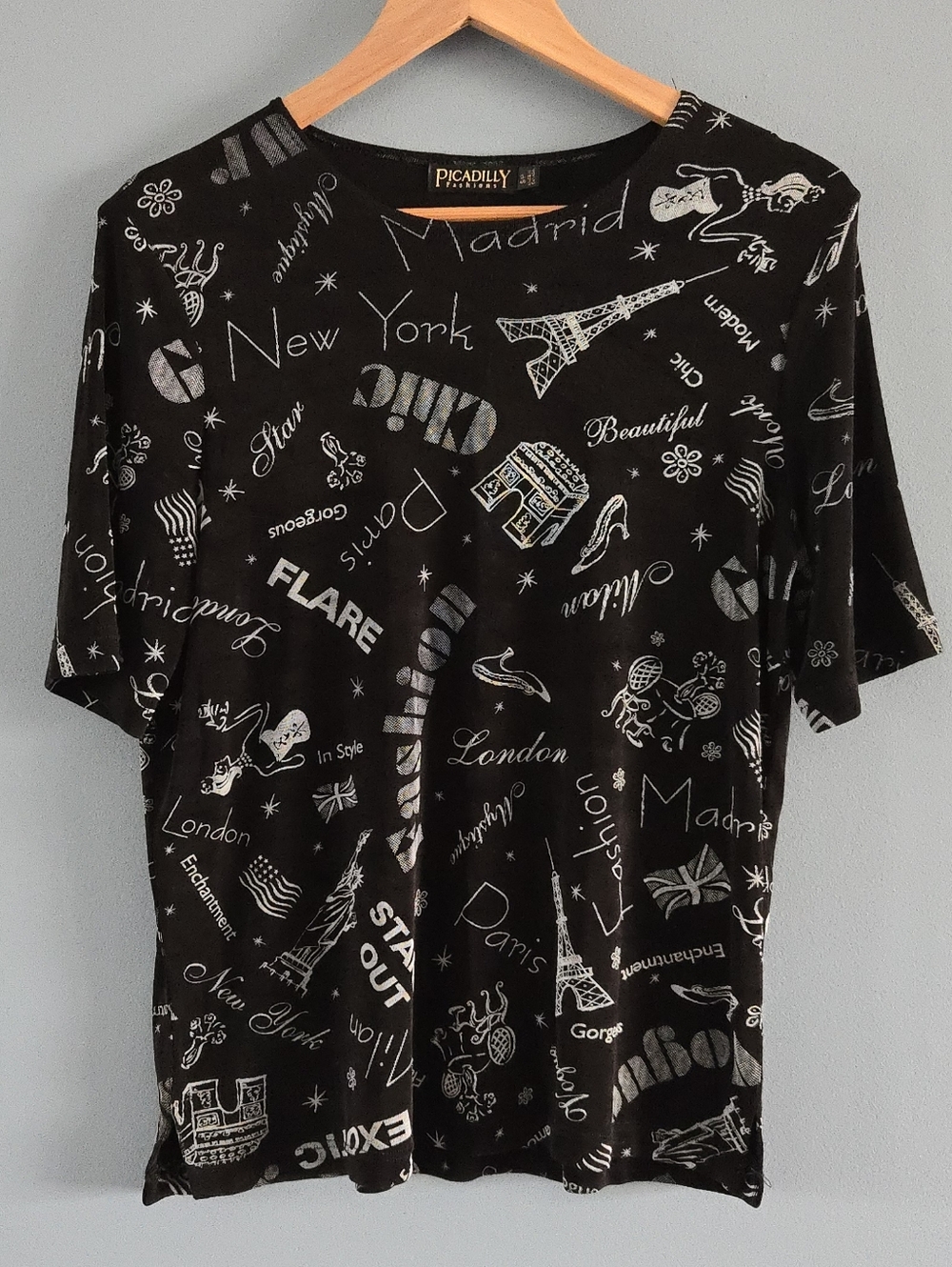 Picadilly Fashion Black Graphic City Print